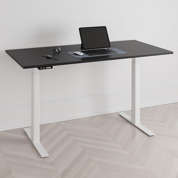 Höj och sänkbart skrivbord, 2 motorer, digital, vitt stativ, svart bordsskiva 120x60 cm