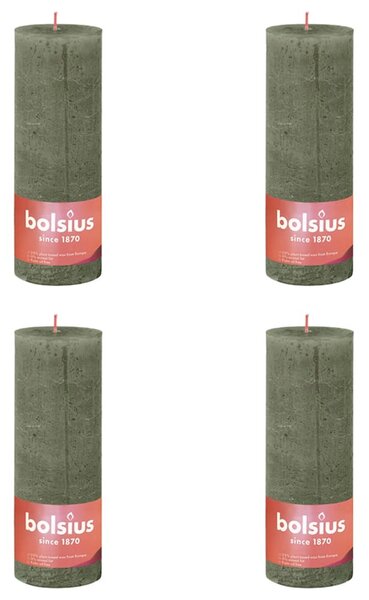 Bolsius Rustika blockljus 4-pack 190x68 mm olivgrön