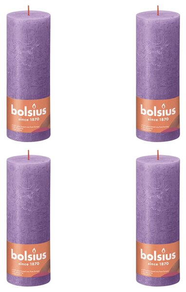 Bolsius Rustika blockljus 4-pack 190x68 mm livlig violett