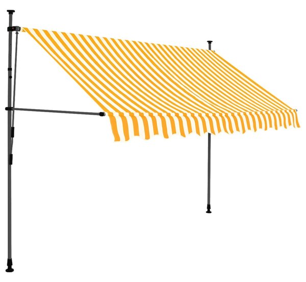 Markis manuellt infällbar med LED 250 cm vit och orange