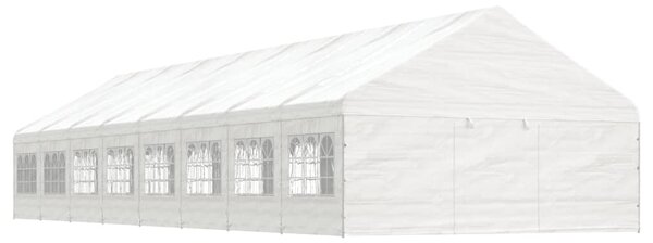 Paviljong med tak vit 17,84x5,88x3,75 m polyeten
