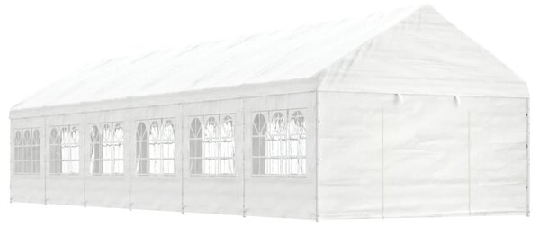 Paviljong med tak vit 13,38x4,08x3,22 m polyeten