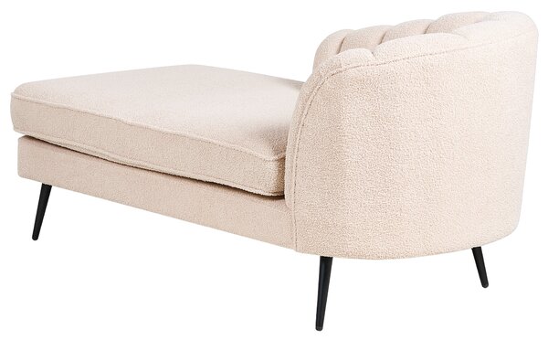 Schäslong Beige Boucle-klädsel Svarta metallben Höger Modern Design Vardagsrumsmöbler Beliani