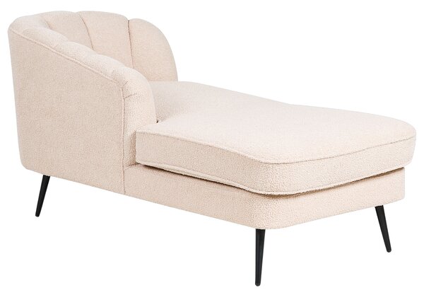 Schäslong Beige Boucle-klädsel Svarta metallben Höger Modern Design Vardagsrumsmöbler Beliani