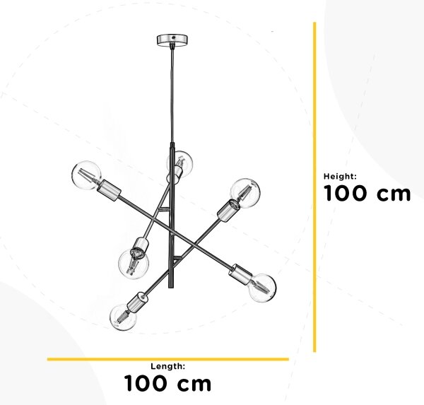 ONLI - Ljuskrona med textilsladd CROSS 6xE27/6W/230V