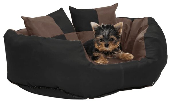 Vändbar och tvättbar hundsäng svart och brun 65x50x20 cm
