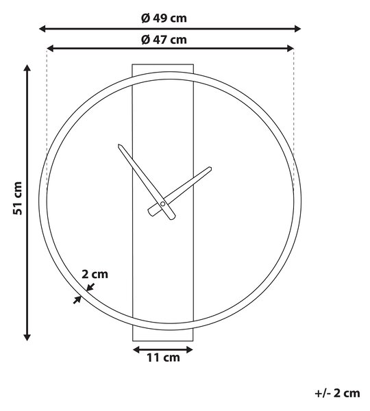 Väggklocka Guld Rund 47 cm Trä Handgjort Ansikte Glam Rustik Minimalistisk Beliani