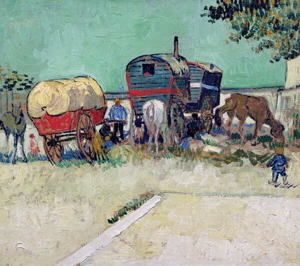 Vincent van Gogh - Konsttryck The Caravans, Gypsy Encampment near Arles, 1888, (40 x 35 cm)