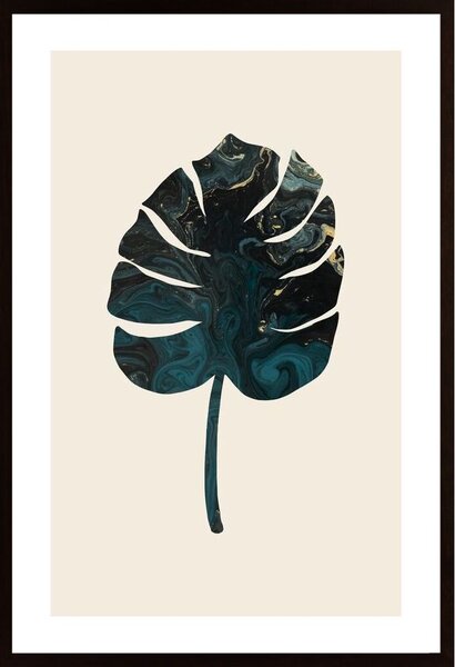 Monstera Marble Green Poster