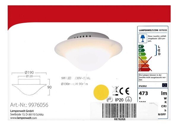 Lampenwelt - LED taklampa LED/9W/230V