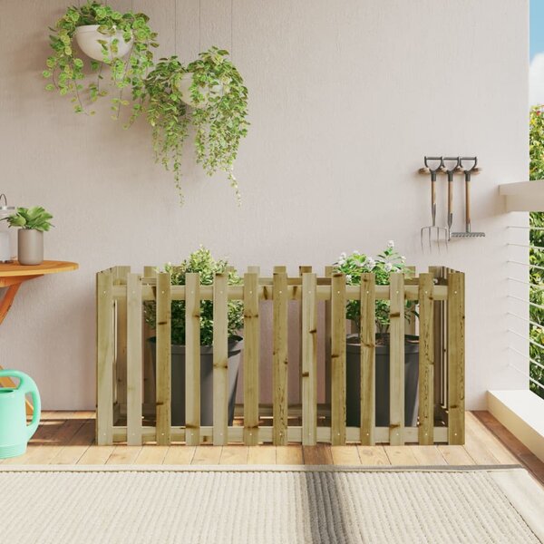Odlingslåda med staket-design 150x50x70 cm impregnerad furu