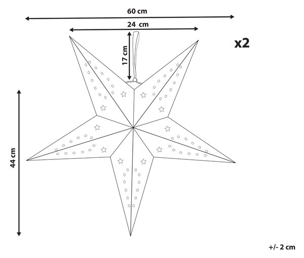 Set med 2 Adventsstjärnor Svart Sammetspapper 60 cm Hängande LED Jul Heminredning Högtidlig Traditionell Beliani