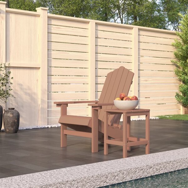 Däckstol för trädgården med bord HDPE brun