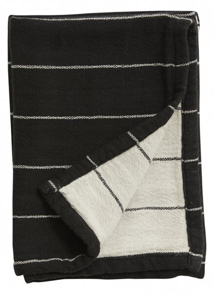 Nordal - Tea towel, check/stripe, black/natural