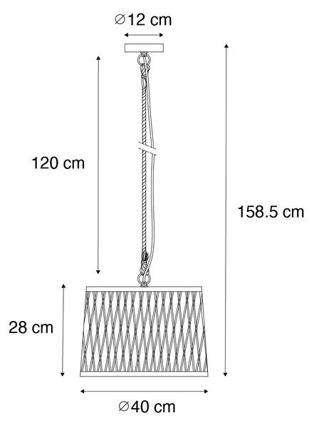 Lantlig utomhus hänglampa rotting 40 cm - Calamus