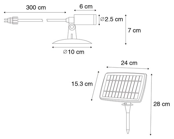 Set med 4 spike spotlights svart inkl LED IP65 solar uppladdningsbar - Garly