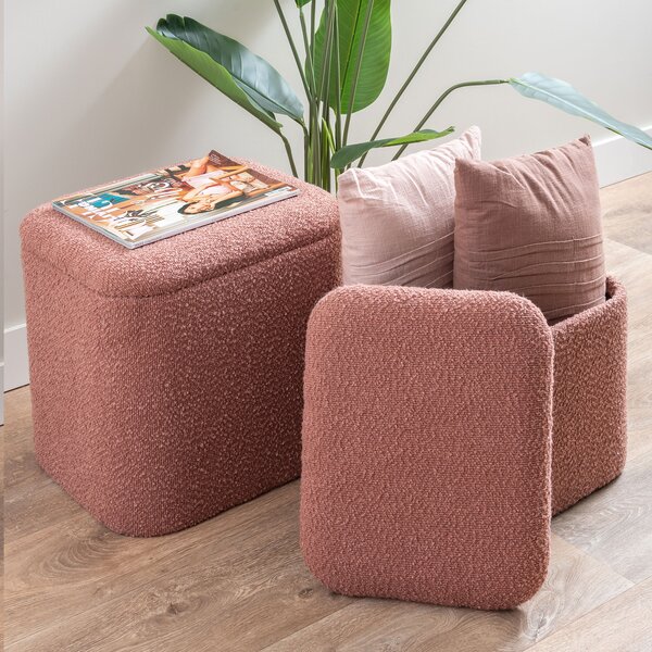 Leitmotiv Sittpuff Set Ada Blomm Blekt Rosa