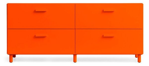 String Furniture - Relief Chest Of Drawers - Low - Byrå - Orange - Legs - W123 x H46,6 x W41 cm