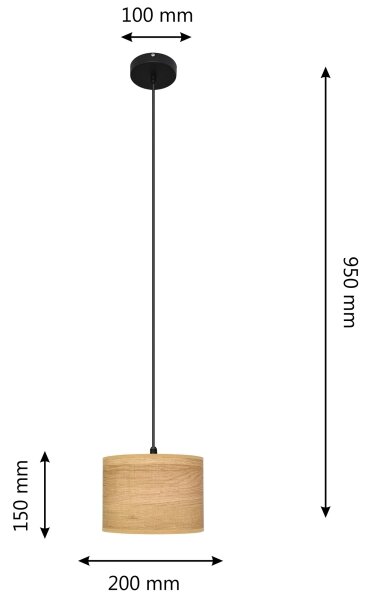 Ljuskrona med textilsladd ALBA 1xE27/15W/230V diameter 20 cm brun/svart