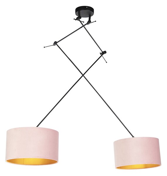 Hängande lampa med sammet nyanser rosa med guld 35 cm - Blitz II svart