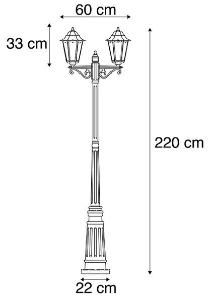 Utomhuslykta svart 220 cm 2-ljus IP44 - Havanna