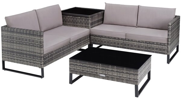 Tectake 404301 möbelset för trädgårdsrotting ostuni - grå