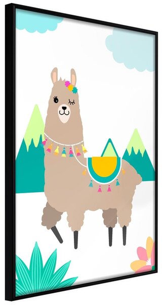 Inramad Poster / Tavla - Playful Llama - 30x45 Svart ram